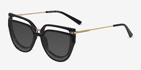 Vive Clip-On Noir Plastic-metal Montures de lunettes de vue d'EyeBuyDirect, Vue d'Angle