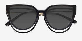 Vive Clip-On Noir Plastic-metal Montures de lunettes de vue d'EyeBuyDirect, Vue Rapprochée