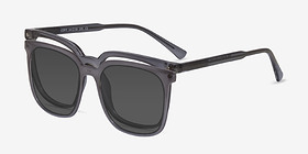 Coppi Clip-On Gris Plastique Montures de lunettes de vue d'EyeBuyDirect, Vue d'Angle