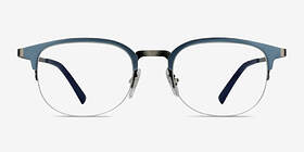 Axiom Bleu pâle Métal Montures de lunettes de vue d'EyeBuyDirect, Vue de Face