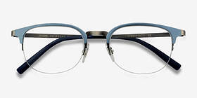 Axiom Bleu pâle Métal Montures de lunettes de vue d'EyeBuyDirect, Vue Rapprochée