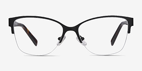 Feline Noir Acetate-metal Montures de lunettes de vue d'EyeBuyDirect, Vue de Face