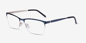 Rally Bleu marine  Métal Montures de lunettes de vue d'EyeBuyDirect, Vue d'Angle
