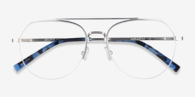 Breathe Argenté Métal Montures de lunettes de vue d'EyeBuyDirect, Vue Rapprochée