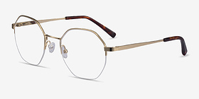 Cowen Doré Métal Montures de lunettes de vue d'EyeBuyDirect, Vue d'Angle