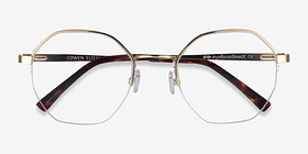 Cowen Doré Métal Montures de lunettes de vue d'EyeBuyDirect, Vue Rapprochée