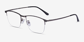 Shawn Gunmetal Métal Montures de lunettes de vue d'EyeBuyDirect, Vue d'Angle