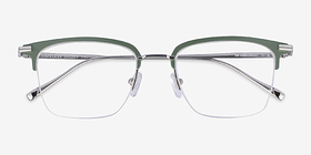 Timeless Vert Métal Montures de lunettes de vue d'EyeBuyDirect, Vue Rapprochée