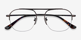 Conrad Gunmetal Titanium Montures de lunettes de vue d'EyeBuyDirect, Vue Rapprochée