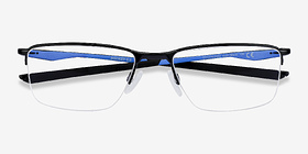 Oakley Socket 5.5 Satin Black & Blue Métal Montures de lunettes de vue d'EyeBuyDirect, Vue Rapprochée