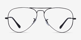 Ray-Ban RB6489 Aviator Noir Métal Montures de lunettes de vue d'EyeBuyDirect, Vue de Face