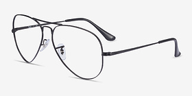 Ray-Ban RB6489 Aviator Noir Métal Montures de lunettes de vue d'EyeBuyDirect, Vue d'Angle
