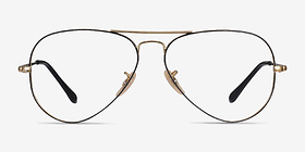 Ray-Ban RB6489 Aviator Black Gold Métal Montures de lunettes de vue d'EyeBuyDirect, Vue de Face