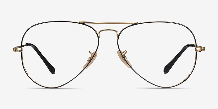 Ray-Ban RB6489 Aviator Black Gold Métal Montures de lunettes de vue d'EyeBuyDirect