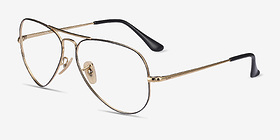 Ray-Ban RB6489 Aviator Black Gold Métal Montures de lunettes de vue d'EyeBuyDirect, Vue d'Angle