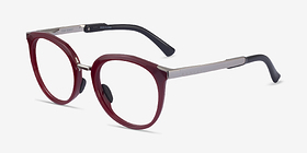 Oakley Top Knot Red & Silver Métal Montures de lunettes de vue d'EyeBuyDirect, Vue d'Angle