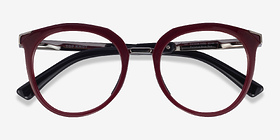 Oakley Top Knot Red & Silver Métal Montures de lunettes de vue d'EyeBuyDirect, Vue Rapprochée