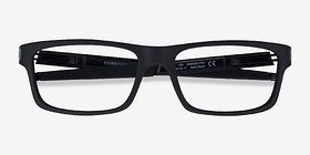 Oakley Currency Satin Black Plastique Montures de lunettes de vue d'EyeBuyDirect, Vue Rapprochée