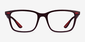 Ray-Ban RB7144M Dark Burgundy Plastique Montures de lunettes de vue d'EyeBuyDirect, Vue de Face