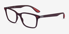 Ray-Ban RB7144M Dark Burgundy Plastique Montures de lunettes de vue d'EyeBuyDirect, Vue d'Angle