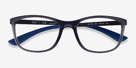 Ray-Ban RB7169 Clear Dark Gray Plastique Montures de lunettes de vue d'EyeBuyDirect, Vue Rapprochée