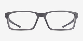 Oakley Overhead Satin Gray Plastique Montures de lunettes de vue d'EyeBuyDirect, Vue de Face