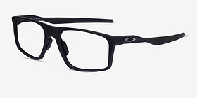 Oakley Bat Flip Noir Plastique Montures de lunettes de vue d'EyeBuyDirect, Vue d'Angle