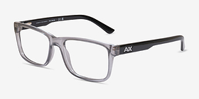 Armani Exchange AX3016 Shiny Transparent Gray Plastique Montures de lunettes de vue d'EyeBuyDirect, Vue d'Angle
