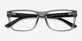 Armani Exchange AX3016 Shiny Transparent Gray Plastique Montures de lunettes de vue d'EyeBuyDirect, Vue Rapprochée
