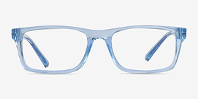 Armani Exchange AX3115 Shiny Transparent Blue Plastique Montures de lunettes de vue d'EyeBuyDirect, Vue de Face