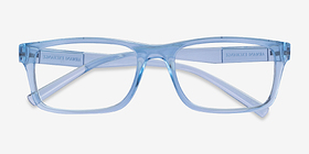 Armani Exchange AX3115 Shiny Transparent Blue Plastique Montures de lunettes de vue d'EyeBuyDirect, Vue Rapprochée