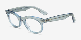 Ray-Ban RB2242VF Wayfarer Oval Change Photo Waves Azure Acétate Montures de lunettes de vue d'EyeBuyDirect, Vue d'Angle