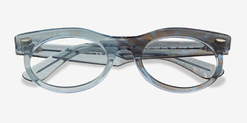 Ray-Ban RB2242VF Wayfarer Oval Change Photo Waves Azure Acétate Montures de lunettes de vue d'EyeBuyDirect, Vue Rapprochée