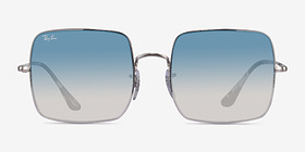 Ray-Ban RB1971 Square Argenté Métal Soleil de Lunette de vue d'EyeBuyDirect, Vue de Face