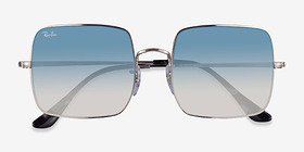Ray-Ban RB1971 Square Argenté Métal Soleil de Lunette de vue d'EyeBuyDirect, Vue Rapprochée