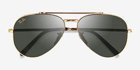 Ray-Ban RB3625 New Aviator Legend Gold Métal Soleil de Lunette de vue d'EyeBuyDirect, Vue Rapprochée