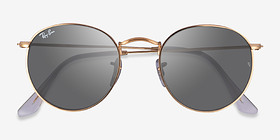 Ray-Ban RB3447 Round Light Gold Métal Soleil de Lunette de vue d'EyeBuyDirect, Vue Rapprochée