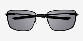 Oakley Square Wire Polished Black Métal Soleil de Lunette de vue d'EyeBuyDirect, Vue Rapprochée