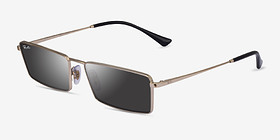Ray-Ban RB3741 Emy Light Gold Métal Soleil de Lunette de vue d'EyeBuyDirect, Vue d'Angle