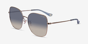 Coach HC7133 C7997 Shiny Light Gold Métal Soleil de Lunette de vue d'EyeBuyDirect, Vue d'Angle