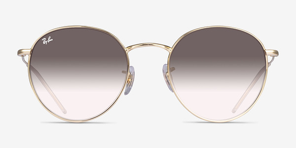Ray-Ban Round Reverse Light Gold Métal Soleil de Lunette de vue