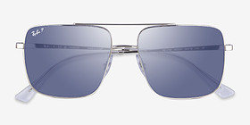 Ray-Ban RB3758 Argenté Métal Soleil de Lunette de vue d'EyeBuyDirect, Vue Rapprochée