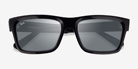 Ray-Ban RB4396 Warren Noir Plastique Soleil de Lunette de vue d'EyeBuyDirect, Vue Rapprochée