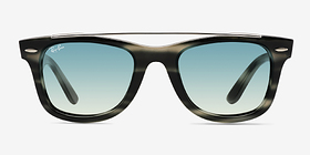 Ray-Ban RB4540 Striped Gray Plastique Soleil de Lunette de vue d'EyeBuyDirect, Vue de Face