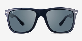 Ray-Ban RB4547 Boyfriend Two Bleu Plastique Soleil de Lunette de vue d'EyeBuyDirect, Vue de Face