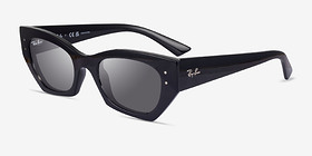 Ray-Ban RB4430 Zena Shiny Black Plastique Soleil de Lunette de vue d'EyeBuyDirect, Vue d'Angle