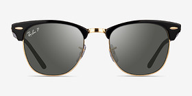 Ray-Ban RB3016 Clubmaster Black Gold Métal Soleil de Lunette de vue d'EyeBuyDirect, Vue de Face