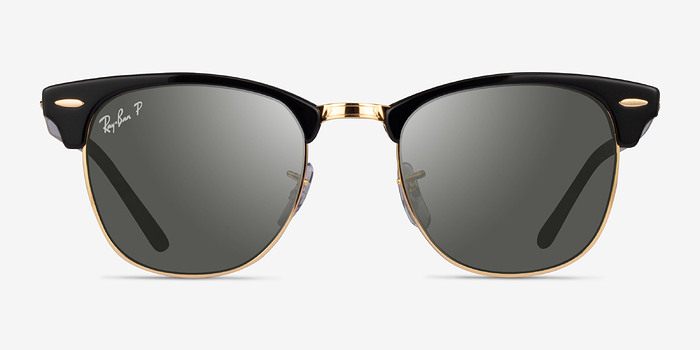 Ray-Ban RB3016 Clubmaster Black Gold Métal Soleil de Lunette de vue d'EyeBuyDirect