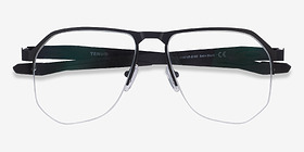 Oakley Tenon Satin Black Titanium Montures de lunettes de vue d'EyeBuyDirect, Vue Rapprochée