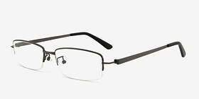 Cassi Gunmetal Métal Montures de lunettes de vue d'EyeBuyDirect, Vue d'Angle